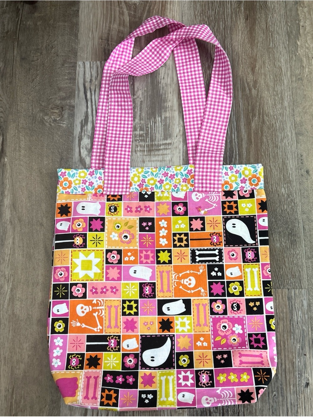 Handmade New Kids Pink Halloween Patchwork Tote Bag